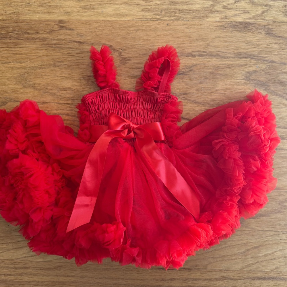 Ruffle Butts Red Tulle Baby Dress - Size 0-12 months - Picture 9 of 15